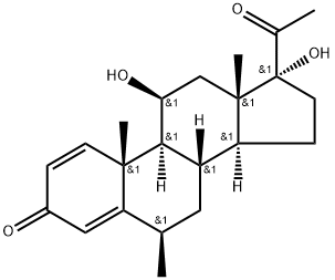 Pregna-1,4-diene-3,20-dione, 11,17-dihydroxy-6-methyl-, (6β,11β)- Struktur