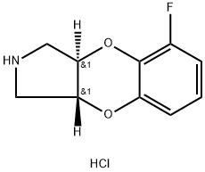 1H-[1,4]Benzodioxino[2,3-c]pyrrole, 5-fluoro-2,3,3a,9a-tetrahydro-, hydrochloride (1:1), (3aR,9aR)- Struktur