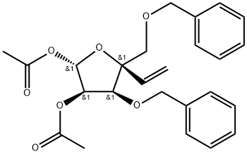 α-L-lyxo-Hex-5-enofuranose, 5,6-dideoxy-4-C-[(phenylmethoxy)methyl]-3-O-(phenylmethyl)-, 1,2-diacetate Struktur