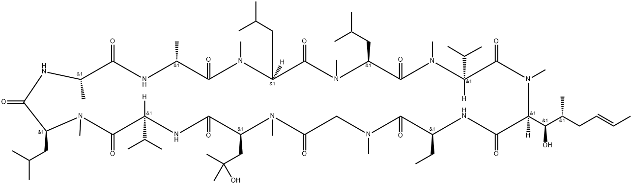 Cyclosporin A, 9-(4-hydroxy-N-methyl-L-leucine)- Struktur