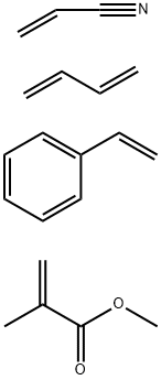 2-Propenoic acid, 2-methyl-, methyl ester, polymer with 1,3-butadiene, ethenylbenzene and 2-propenenitrile, graft Struktur