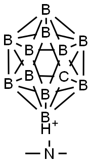 1-Carbadodecaborate(1-), dodecahydro-, hydrogen, compd. with N,N-dimethylmethanamine (1:1:1) Struktur