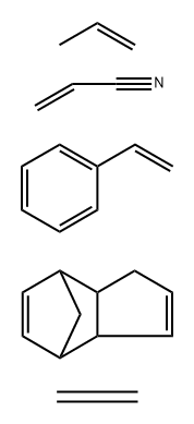 2-Propenenitrile, polymer with ethene, ethenylbenzene, 1-propene and 3a,4,7,7a-tetrahydro-4,7-methano-1H-indene, graft Struktur