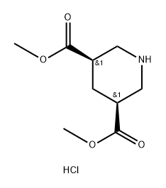 3,5-Piperidinedicarboxylic acid, 3,5-dimethyl ester, hydrochloride (1:1), (3R,5S)-rel- Struktur