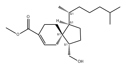 Spiro[4.5]dec-7-ene-8-carboxylic acid, 1-(1,5-dimethylhexyl)-4-(hydroxymethyl)-, methyl ester, [1R-[1α(R*),4β,5β]]- (9CI) Struktur