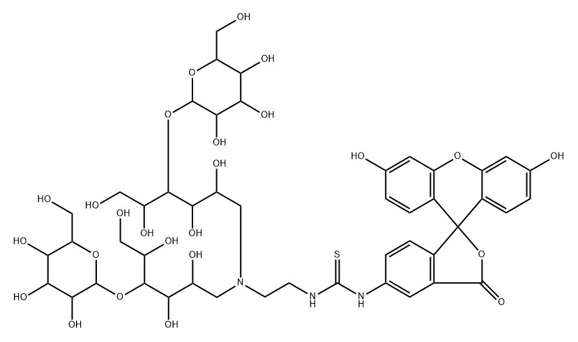 N,N-dilactitol-N'-fluoresceinylethylenediamine Struktur