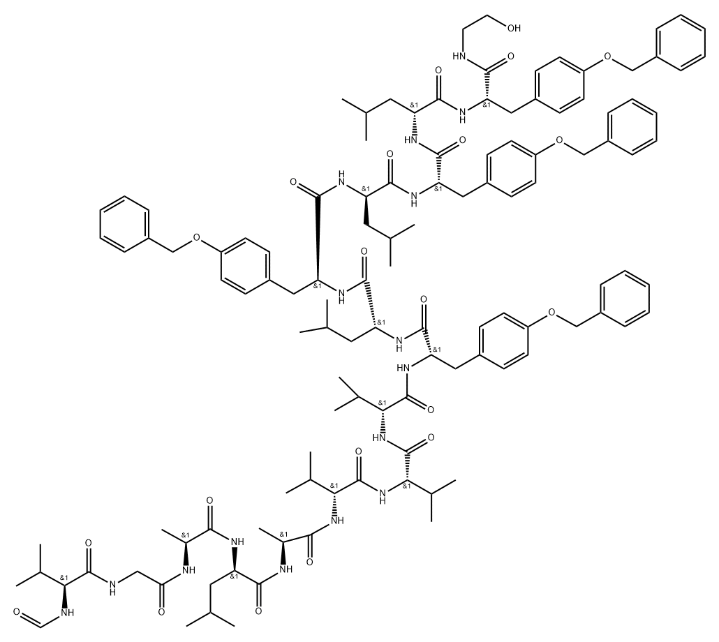 9,11,13,15-(O-benzyl)tyrosylgramicidin A Struktur