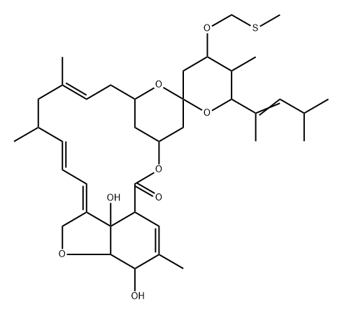 Milbemycin B, 5-O-demethyl-28-deoxy-25-(1,3-dimethyl-1-butenyl)-6,28-epoxy-23-[(methylthio)methoxy]-, [6R,23S,25S(E)]- (9CI) Struktur