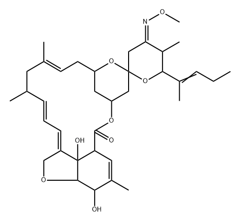 Milbemycin B, 5-O-demethyl-28-deoxy-6,28-epoxy-23-(methoxyimino)-25-(1-methyl-1-butenyl)-, [6R,23E,25S(E)]- (9CI) Struktur