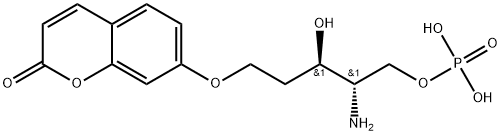 D-erythro-Pentitol, 2-amino-2,4-dideoxy-5-O-(2-oxo-2H-1-benzopyran-7-yl)-, 1-(dihydrogen phosphate) Struktur