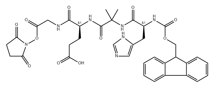 Glycine, N-[(9H-fluoren-9-ylmethoxy)carbonyl]-L-histidyl-2-methylalanyl-L-α-glutamyl-, 4-(2,5-dioxo-1-pyrrolidinyl) ester Structure