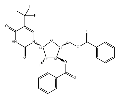 3',5'-Di-O-benzoyl-2'-deoxy-2'-fluoro-5-trifluoromethyl-arabinouridine Struktur