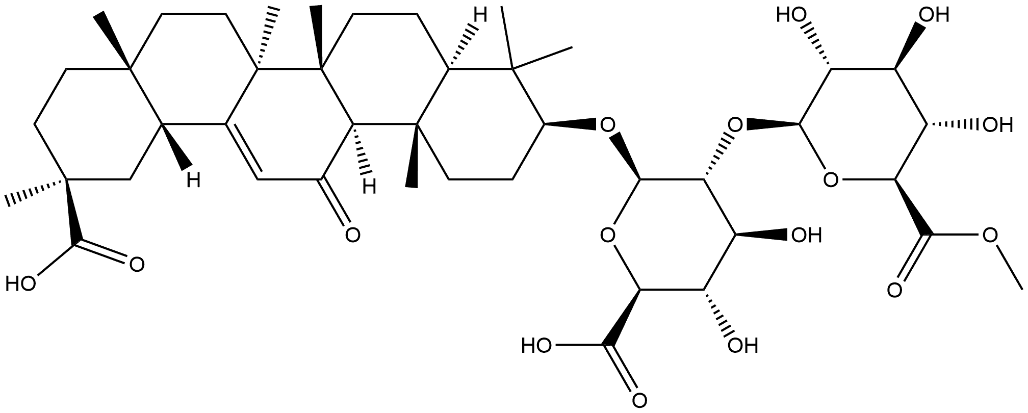 β-D-Glucopyranosiduronic acid, (3β,20β)-20-carboxy-11-oxo-30-norolean-12-en-3-yl 2-O-(6-methyl-β-D-glucopyranuronosyl)- Struktur