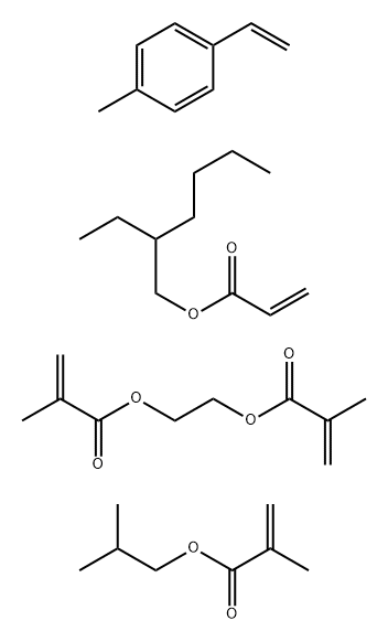 2-Propenoic acid, 2-methyl-, 1,2-ethanediyl ester, polymer with 1-ethenyl-4-methylbenzene, 2-ethylhexyl 2-propenoate and 2-methylpropyl 2-methyl-2-propenoate Struktur