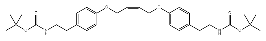 Carbamic acid, N,N'-[(2Z)-2-butene-1,4-diylbis(oxy-4,1-phenylene-2,1-ethanediyl)]bis-, C,C'-bis(1,1-dimethylethyl) ester Struktur