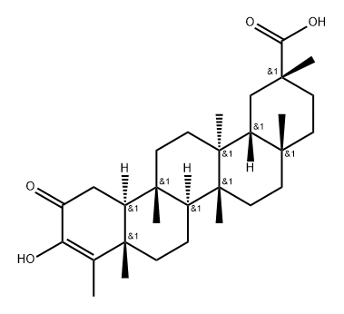 24,25,26-Trinorolean-3-en-29-oic acid, 3-hydroxy-5,9,13-trimethyl-2-oxo-, (5β,8α,9β,10α,13α,14β,20α)- Struktur