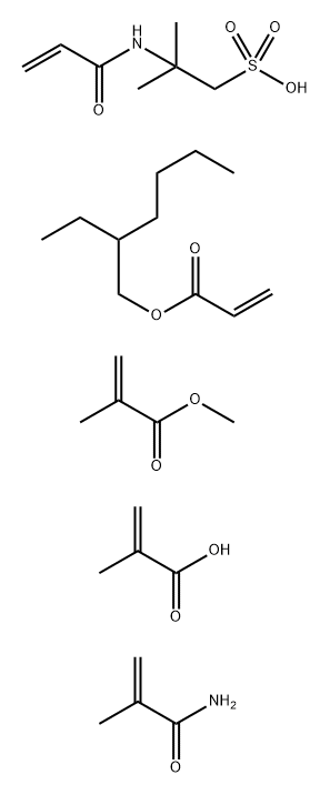 2-Propenoic acid, 2-methyl-, polymer with 2-ethylhexyl 2-propenoate, methyl 2-methyl-2-propenoate, 2-methyl-2-(1-oxo-2-propenyl)amino-1-propanesulfonic acid and 2-methyl-2-propenamide Struktur