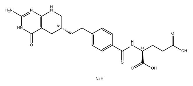 L-Glutamic acid,N-[4-[2-[(6R)-2-amino-3,4,5,6,7,8-hexahydro-4-oxopyrido[2,3-d]pyrimidin-6-yl]ethyl]benzoyl]-,sodium salt (1:2) Struktur