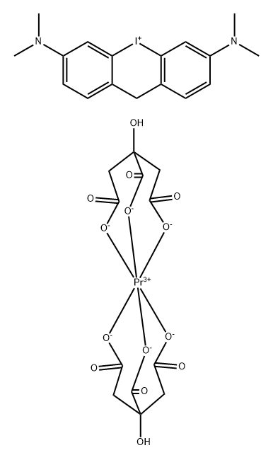 3,6-di(dimethylamino)dibenzopyriodonium praseodymium dicitrate complex Struktur