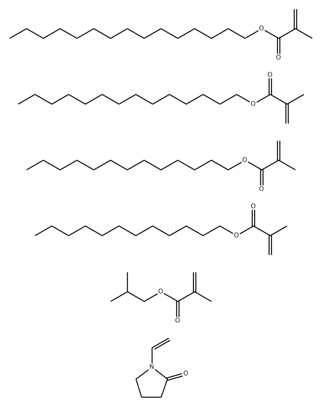 2-Propenoic acid, 2-methyl-, dodecyl ester, polymer with 1-ethenyl-2-pyrrolidinone, 2-methylpropyl 2-methyl-2-propenoate, pentadecyl 2-methyl-2-propenoate, tetradecyl 2-methyl-2-propenoate and tridecyl 2-methyl-2-propenoate Struktur