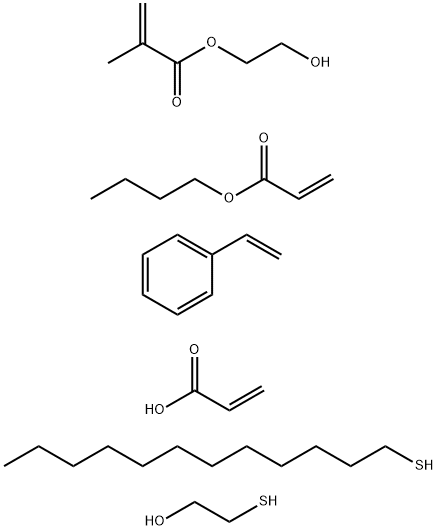 2-Propenoic acid, 2-methyl-, 2-hydroxyethyl ester, telomer with butyl 2-propenoate, 1-dodecanethiol, ethenylbenzene, 2-mercaptoethanol and 2-propenoic acid Struktur