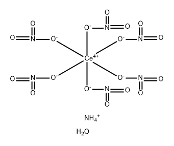 Cerate(2-), hexakis(nitrato-κO)-, ammonium, hydrate (1:2:2) Struktur