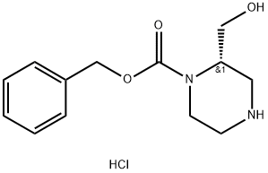 1-Piperazinecarboxylic acid, 2-(hydroxymethyl)-, phenylmethyl ester, hydrochloride (1:1), (2S)- Struktur