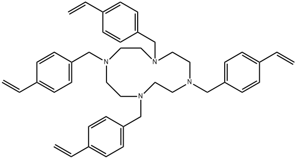 1,4,7,10-Tetrakis[(4-ethenylphenyl)methyl]-1,4,7,10-tetraazacyclododecane Struktur