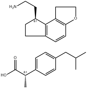 Benzeneacetic acid, α-methyl-4-(2-methylpropyl)-, (αS)-, compd. with (8S)-1,6,7,8-tetrahydro-2H-indeno[5,4-b]furan-8-ethanamine (1:1) Struktur