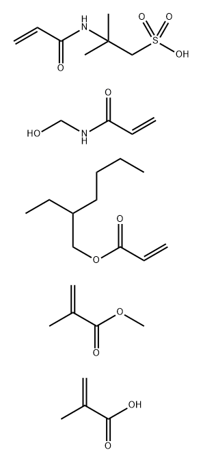 2-Propenoic acid, 2-methyl-, polymer with 2-ethylhexyl 2-propenoate, N-(hydroxymethyl)-2-propenamide, methyl 2-methyl-2-propenoate and 2-methyl-2-[(1-oxo-2-propenyl) amino]-1-propanesulfonic acid Struktur