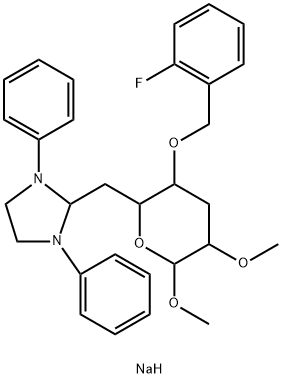 .alpha.-D-ribo-Hexopyranoside, methyl 3,6-dideoxy-6-(1,3-diphenyl-2-imidazolidinyl)-4-O-(2-fluorophenyl)methyl-2-O-methyl-, monosodium salt Struktur