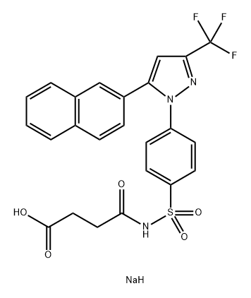 Butanoic acid, 4-[[[4-[5-(2-naphthalenyl)-3-(trifluoromethyl)-1H-pyrazol-1-yl]phenyl]sulfonyl]amino]-4-oxo-, sodium salt (1:2) Struktur