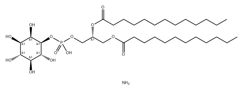 D-myo-Inositol, 1-[(2R)-3-[(1-oxododecyl)oxy]-2-[(1-oxotridecyl)oxy]propyl hydrogen phosphate], ammonium salt (1:1) Struktur