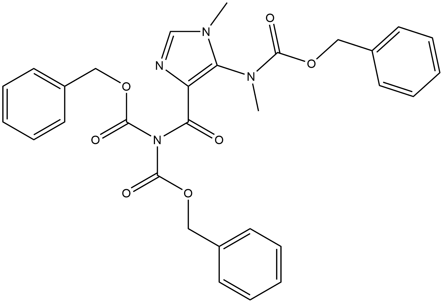 Imidodicarbonic acid, 2-[[1-methyl-5-[methyl[(phenylmethoxy)carbonyl]amino]-1H-imidazol-4-yl]carbonyl]-, 1,3-bis(phenylmethyl) ester