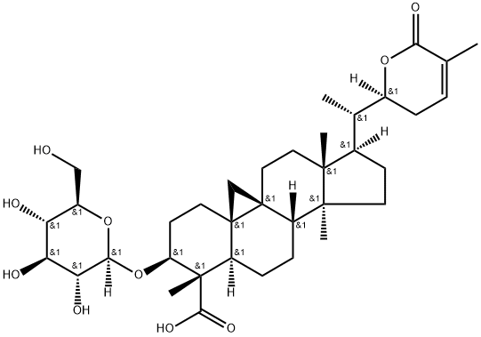 (20S,22S)-3β-(β-D-Glucopyranosyloxy)-22-hydroxy-9β,19-cyclolanost-24-ene-26,29-dioic acid δ-lactone Struktur