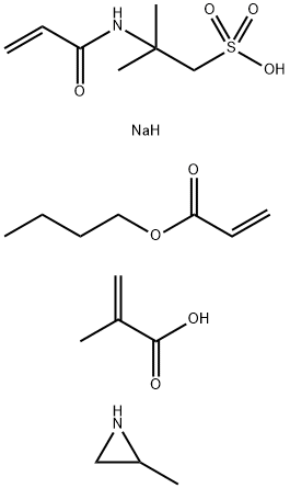 2-Propenoic acid, 2-methyl-, polymer with butyl 2-propenoate, 2-methylaziridine and 2-methyl-2-[(1-oxo-2-propenyl) amino]-1-propanesulfonic acid monosodium salt Struktur