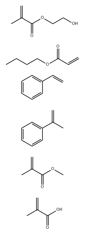 2-Propenoic acid, 2-methyl-, polymer with butyl 2-propenoate, ethenylbenzene, 2-hydroxyethyl 2-methyl-2-propenoate, (1-methylethenyl)benzene and methyl 2-methyl-2-propenoate Struktur