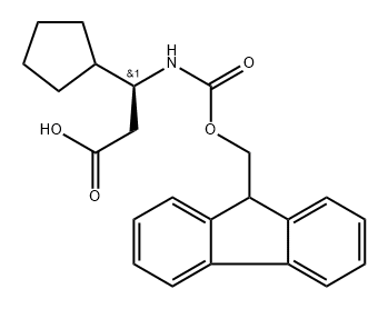 Cyclopentanepropanoic acid, β-[[(9H-fluoren-9-ylmethoxy)carbonyl]amino]-, (βS)- Struktur