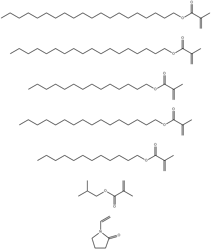 2-Propenoic acid, 2-methyl-, dodecyl ester, polymer with eicosyl 2-methyl-2-propenoate, 1-ethenyl-2-pyrrolidinone, hexadecyl 2-methyl-2-propenoate, 2-methylpropyl 2-methyl-2-propenoate, octadecyl 2-methyl-2-propenoate and tetradecyl 2-methyl-2-propenoate Struktur