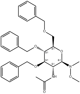 2-(Acetylamino)-2-deoxy-N-methoxy-N-methyl-3,4,6-tris-O-(phenylmethyl)-β-D-glucopyranosylamine Struktur