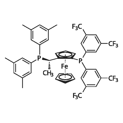 (S)-1-[(R)-2-[BIS[3,5-BIS(TRIFLUOROMETHYL)PHENYL]PHOSPHINO]-FERROCENYL]ETHYLDI(3,5-XYLYL)PHOSPHINE Struktur