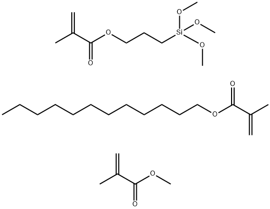 2-Propenoic acid, 2-methyl-, dodecyl ester, polymer with methyl 2-methyl-2-propenoate and 3-(trimethoxysilyl)propyl 2-methyl-2-propenoate Struktur