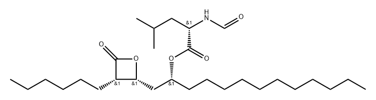 L-Leucine, N-formyl-, 1-[(3-hexyl-4-oxo-2-oxetanyl)methyl]dodecyl ester, [2R-[2α(R*),3α]]- (9CI) Struktur