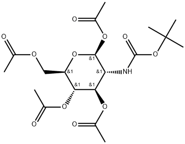 β-D-Glucopyranose, 2-deoxy-2-[[(1,1-dimethylethoxy)carbonyl]amino]-, 1,3,4,6-tetraacetate Struktur