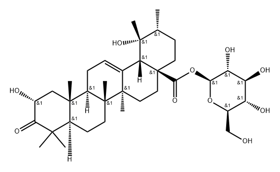 Urs-12-en-28-oic acid, 2,19-dihydroxy-3-oxo-, β-D-glucopyranosyl ester, (2α)- Struktur