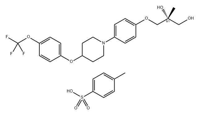 (R)-2-methyl-3-(4-(4-(4-(trifluoromethoxy)phenoxy)piperidin-1-yl)phenoxy)propane-1,2-diol 4-methylbenzenesulfonate Struktur