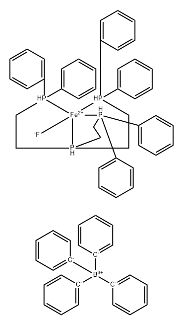 Tris{[2-(diphenylphosphino)ethyl]phosphine}(fluoro)iron(II) tetraphenylborate Struktur