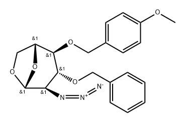 β-D-Glucopyranose, 1,6-anhydro-2-azido-2-deoxy-4-O-[(4-Methoxyphenyl)Methyl]-3-O-(phenylMethyl)- Struktur