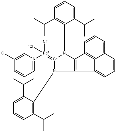 Palladium, [7,9-bis[2,6-bis(1-methylethyl)phenyl]-7,9-dihydro-8H-acenaphth[1,2-d]imidazol-8-ylidene]dichloro(3-chloropyridine-κN)-, (SP-4-1)- Struktur