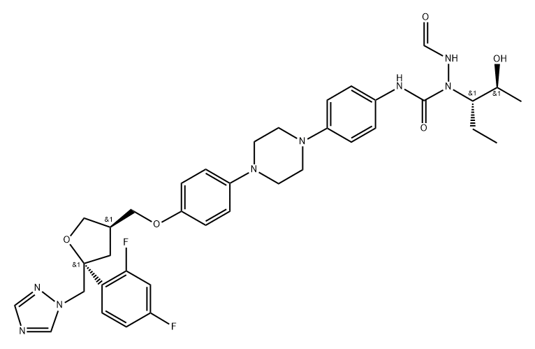 D-threo-Pentitol, 2,5-anhydro-1,3,4-trideoxy-2-C-(2,4-difluorophenyl)-4-[[4-[4-[4-[[[1-[(1S,2S)-1-ethyl-2-hydroxypropyl]-2-formylhydrazinyl]carbonyl]amino]phenyl]-1-piperazinyl]phenoxy]methyl]-1-(1H-1,2,4-triazol-1-yl)-